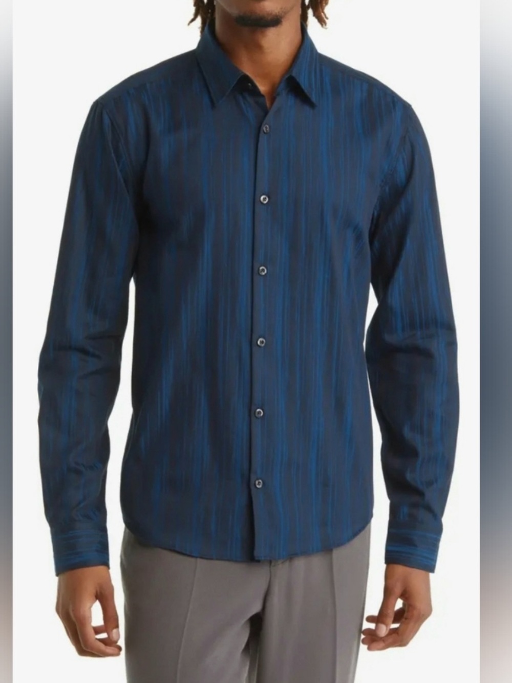 New Hugo Boss Men Red Tag Sz Md Ermo Stripe Cotton Button-Up Shirt